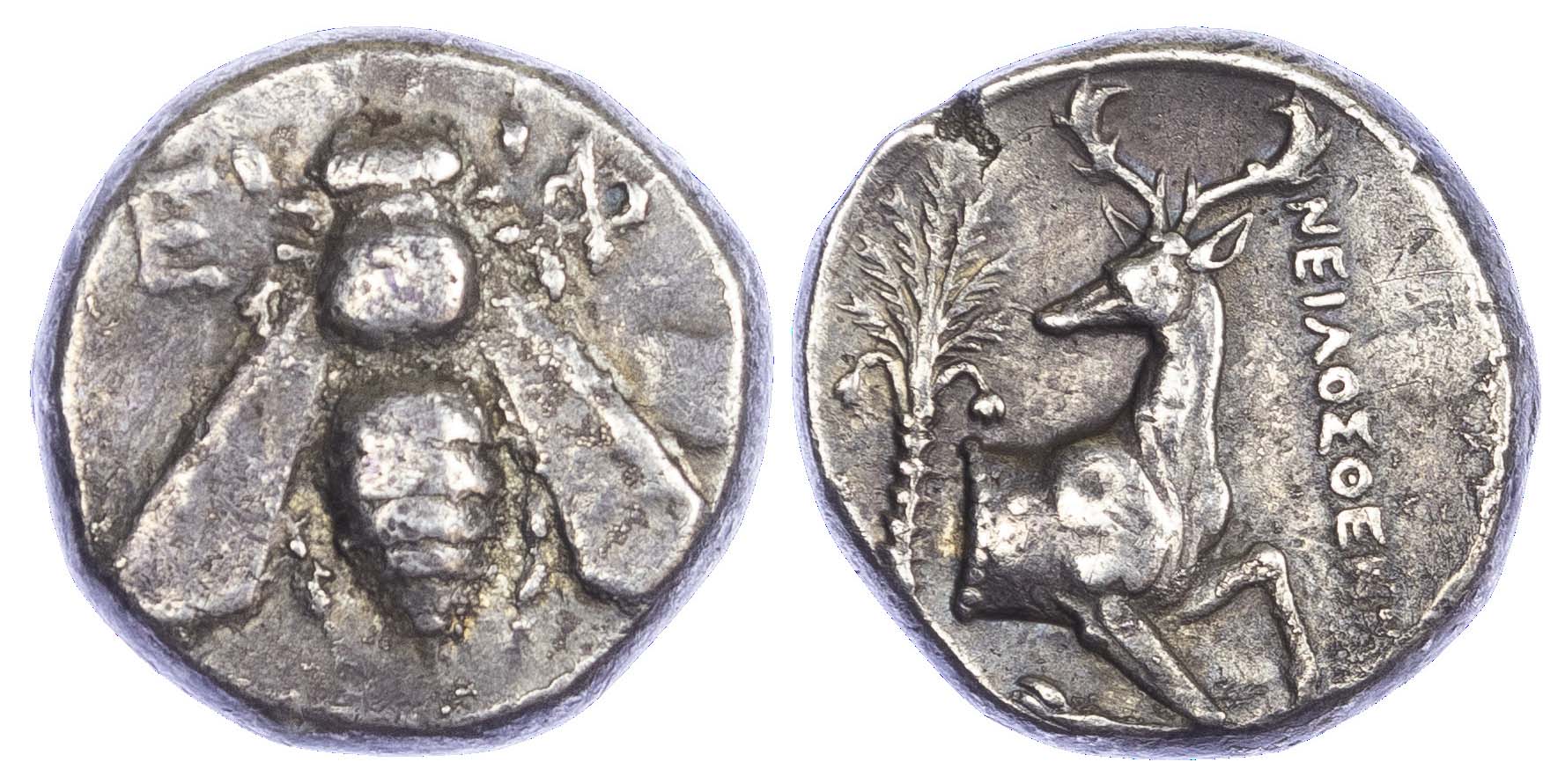 ancient Greek silver coin from Ephesus showing a bee.jpg
